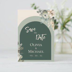 Save The Date Élégant Sage Floral Green Wedding Enregistrer la d