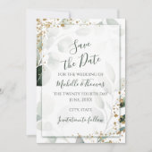 Save The Date Elégant Sage Gold Aquarelle Eucalyptus Vert (Devant)