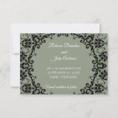 Save The Date Élégant Sage Green Damask Floral Mariage (Dos)
