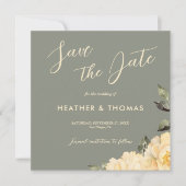 Save The Date Élégant Sage Green Floral Enregistrer La Date Invi (Devant)
