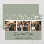 Save The Date Elégant Sage Green Mariage Photo Enregistrer La Da (Devant / Derrière)