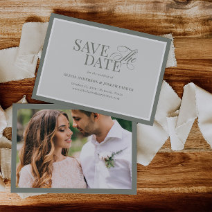 Save The Date Elegant Sage Green Photo Luxe classique