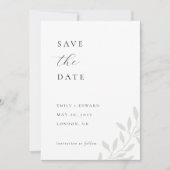 Save The Date Elégant Sage Greenery Photo Mariage Enregistrer la (Devant)