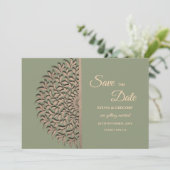Save The Date Elégant Sage moderne vert & or classique mandala (Debout devant)