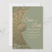Save The Date Elégant Sage moderne vert & or classique mandala (Devant)