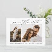 Save The Date Élégant Script 2 Photo Mariage (Debout devant)