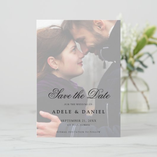 Save The Date Élégant Script 2 photo recto verso Enregistrer la  (Debout devant)