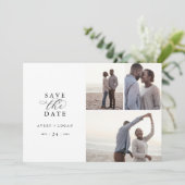 Save The Date Élégant Script 3 Photo Collage Enregistrer La Date (Debout devant)