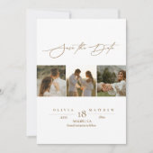 Save The Date Élégant Script 4 mariage photo Enregistrer les dat (Devant)