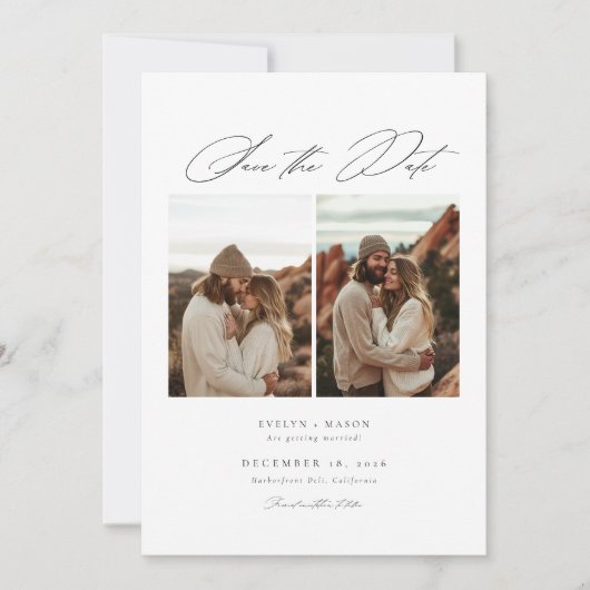 Save The Date Élégant Script 6 Mariage photo QR Code (Devant)