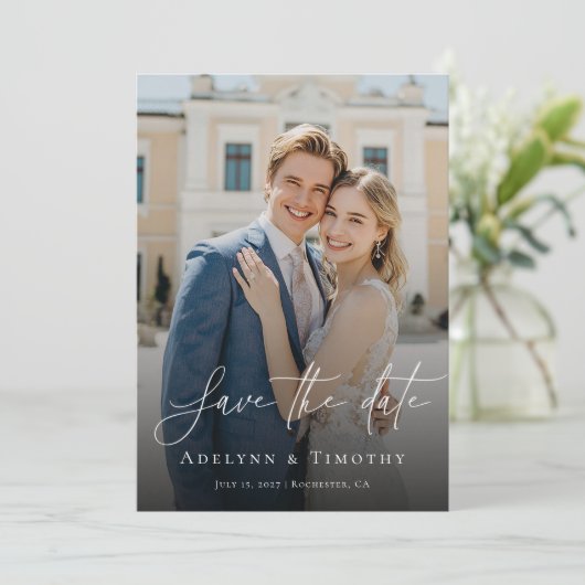 Save The Date Elegant script and modern photo (Debout devant)