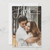 Save The Date Élégant Script Blanc Confetti Enregistrer La Date  (Devant)