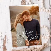 Save The Date Élégant script blanc | Mariage Enregistrer La Date