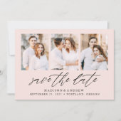 Save The Date Élégant Script Blush 3 Photo Collage (Devant)