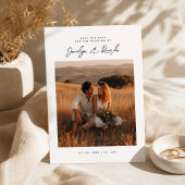 Save The Date Élégant Script Boho Photo Budget Enregistrer la Da