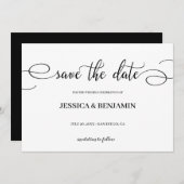 Save The Date Élégant Script Calligraphie Mariage Enregistrer la (Devant / Derrière)