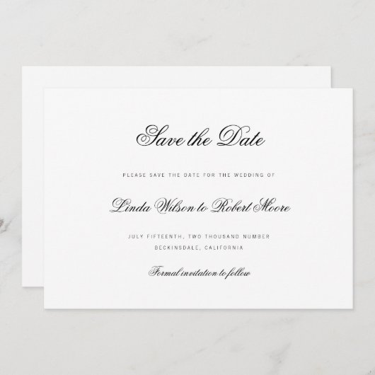 Save The Date Élégant script classique (Devant / Derrière)