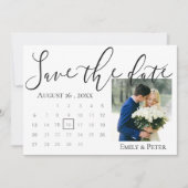 Save The Date Élégant Script Classy Back Mariage blanc photo (Devant)