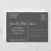 Save The Date Élégant Script Classy Back Mariage blanc photo (Dos)