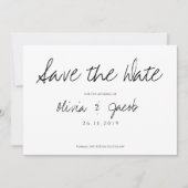 Save The Date Élégant Script Classy Mariage noir et blanc (Devant)