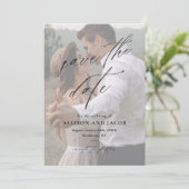 Save The Date Élégant script code QR Mariage Photo (Debout devant)