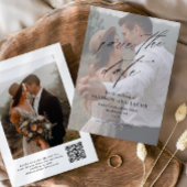 Save The Date Élégant script code QR Mariage Photo