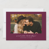 Save The Date Elegant Script Cranberry Curved Frame Photo (Dos)