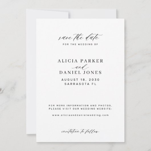 Save The Date Élégant script de calligraphie photo mariage (Dos)