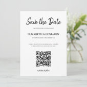 Save The Date Élégant Script de calligraphie QR Code Photo Enreg (Debout devant)