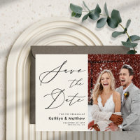 Élégant script de crème Photo moderne Mariage simp
