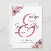 Save The Date Élégant Script Dusty rose floral Enregistrer la da (Devant)