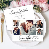 Save The Date Élégant Script élégant 3 Photo Collage Mariage