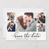 Save The Date Élégant Script élégant 3 Photo Collage Mariage (Devant)