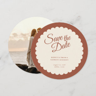Save The Date Élégant script en terre cuite Mariage de saint Jac