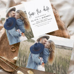 Save The Date Élégant script Enregistrer la date photo minimalis<br><div class="desc">Mariage Sauvegardez les Cartes de Date qui ont une photo sur le devant et le dos. Les cartes Save the Date contiennent une typographie manuscrite moderne,  lettrée à la main,  qui est élégante,  simple et moderne à utiliser après la célébration du jour de mariage.</div>