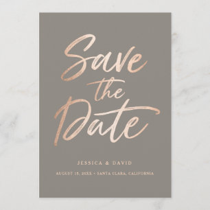Save The Date Élégant script Faux Foil Enregistrer la date