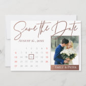 Save The Date Élégant Script Faux Rose Gold Mariage Photo (Devant)