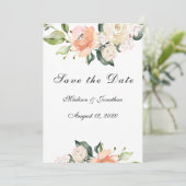 Save The Date Élégant script floral Blush (Debout devant)