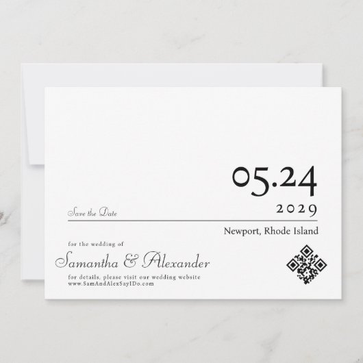Save The Date Élégant Script Formal Simple Mariage Non Photo (Devant)