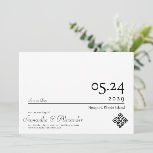 Save The Date Élégant Script Formal Simple Mariage Non Photo (Debout devant)