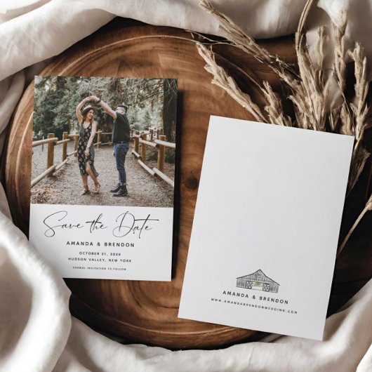 Save The Date Élégant Script Grange Mariage Enregistrer la date