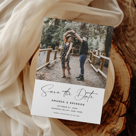 Save The Date Élégant Script Grange Mariage Enregistrer la date
