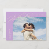 Save The Date Elegant Script Lemon Wisteria Curved Frame Photo (Devant)