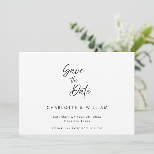 Save The Date Élégant script manuscrit minimal | Mariage (Debout devant)
