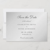 Save The Date Élégant Script Mariage Argent 3 Photo (Dos)