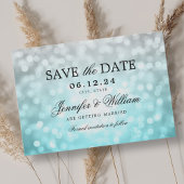 Save The Date Élégant Script Mariage Beach Bokeh Lumières