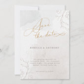 Save The Date Élégant script Mariage botanique avec photo (Devant)