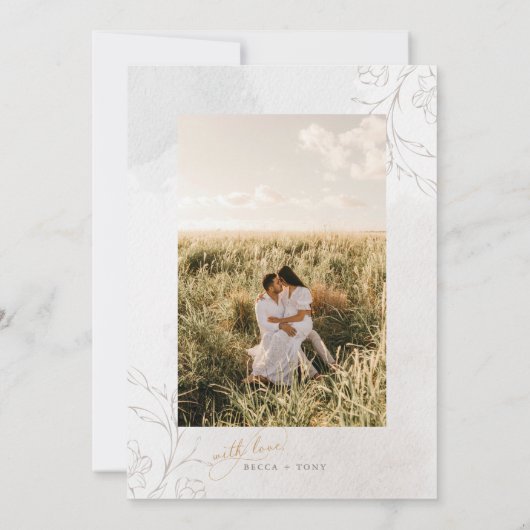 Save The Date Élégant script Mariage botanique avec photo (Dos)