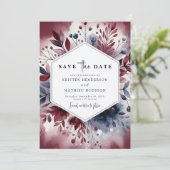 Save The Date Élégant Script Mariage Bourgogne (Debout devant)