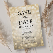Save The Date Élégant Script Mariage Gold Bokeh Lumières